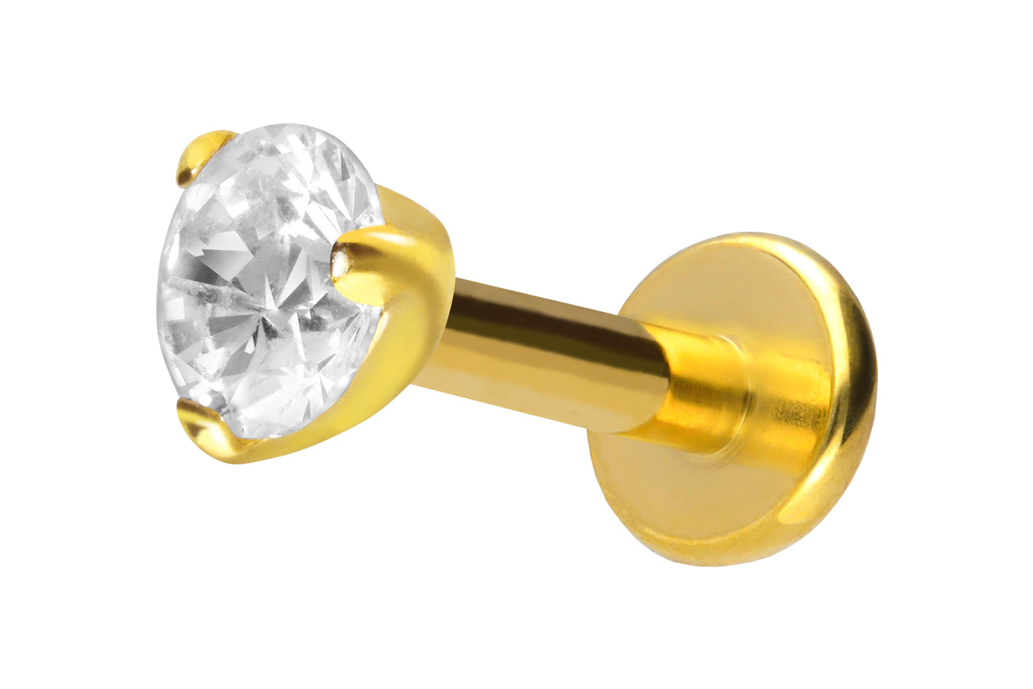 Titan Labret Piercing mit Innengewinde EINGEFASSTER KRISTALL